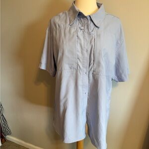 Light Blue Short Sleeve Button-Up Sun Shirt/Jacket